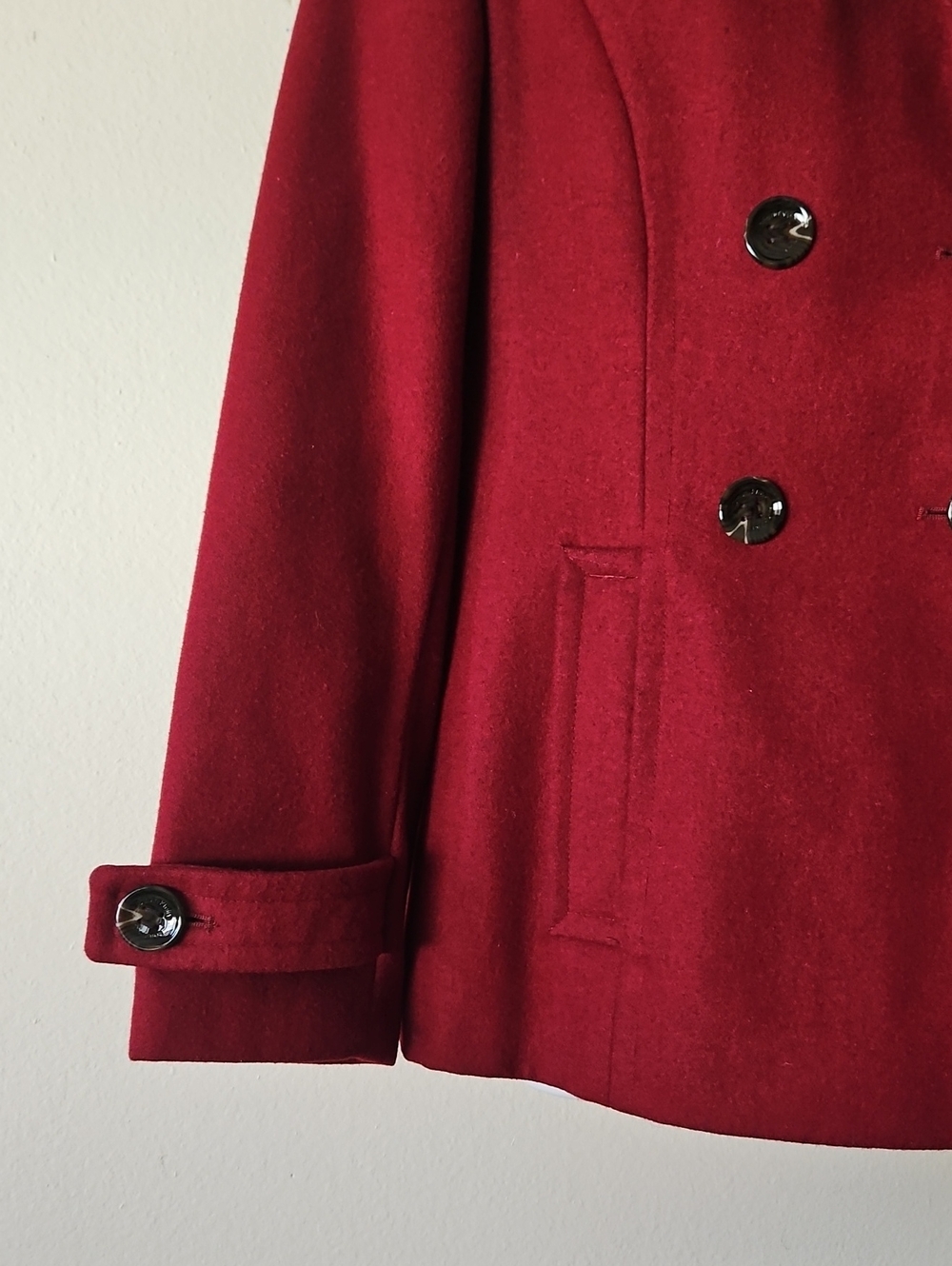 Calvin Klein Double-Breasted Peacoat - Deep Red - Picture 6 of 16